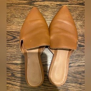 Madewell leather mules slides tan brown 9.5